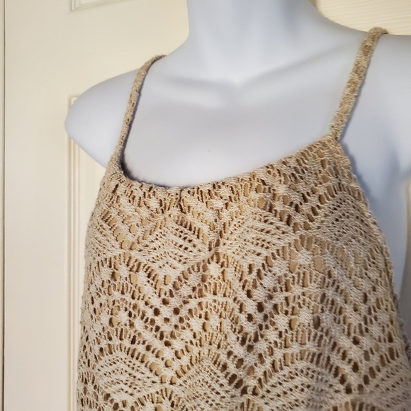 Sharagano Lace Maxi Dress Halter Sleeveless Beachy Summer Bohemian in Bone Sz 14 - Picture 6 of 13